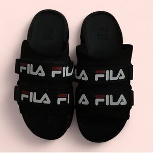 Fila Black Double Strap Platform Sandals